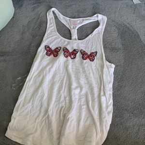 Women’s size small white tank top with butterflies